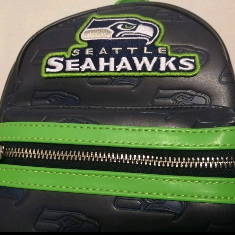 Loungefly Navy and Green Seahawks Backpack - Picture 2 of 3